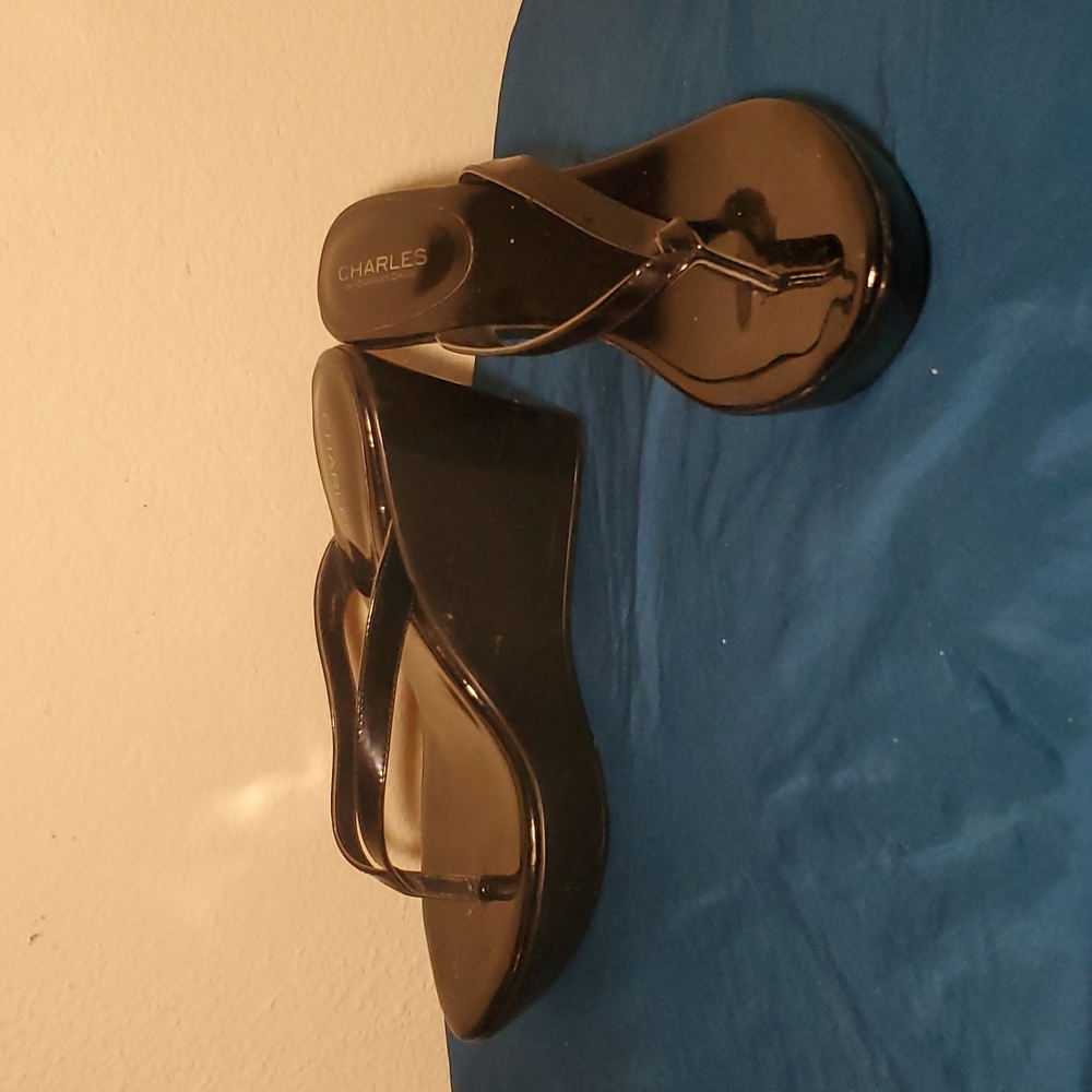 Black wedge sandals